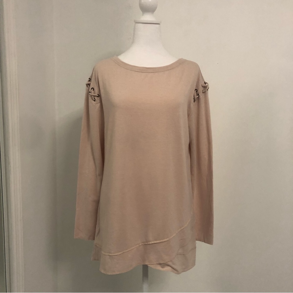 CHICO’S Zenergy Women Boat Neck Long Sleeve T-Shirt Sz 1/ U.S Sz 8/10